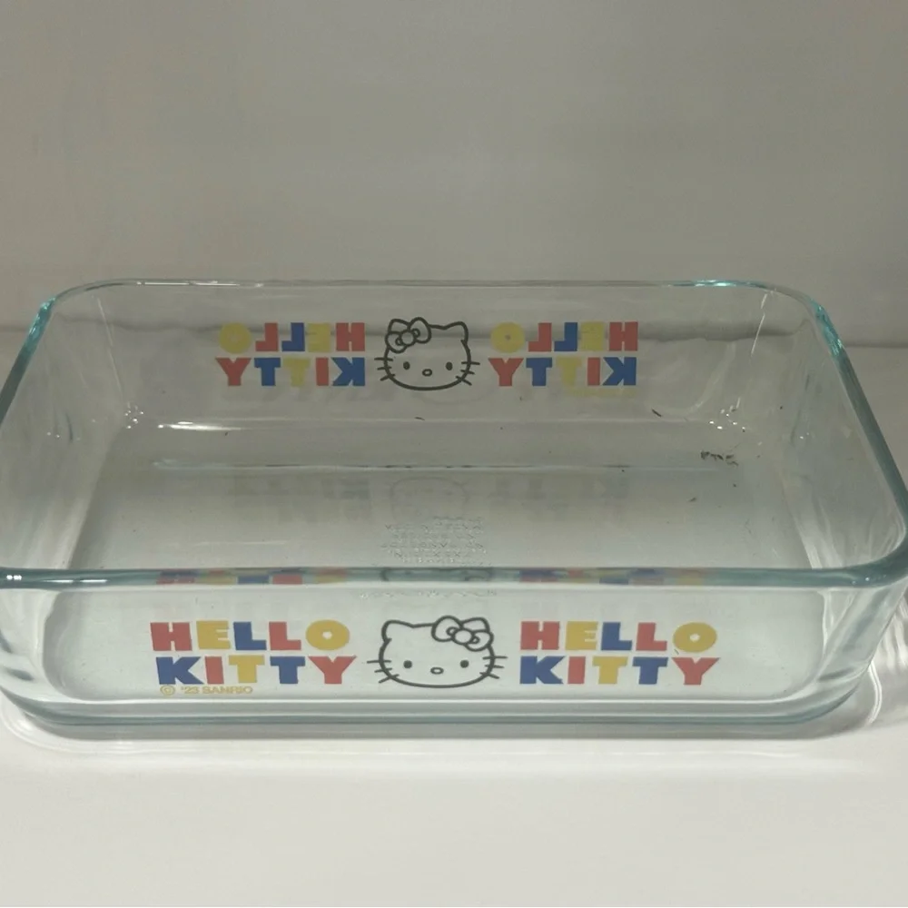 Pyrex® 3 piece Glass Storage Set: Hello Kitty®, Ribbons & Bows - NOS Rectangle